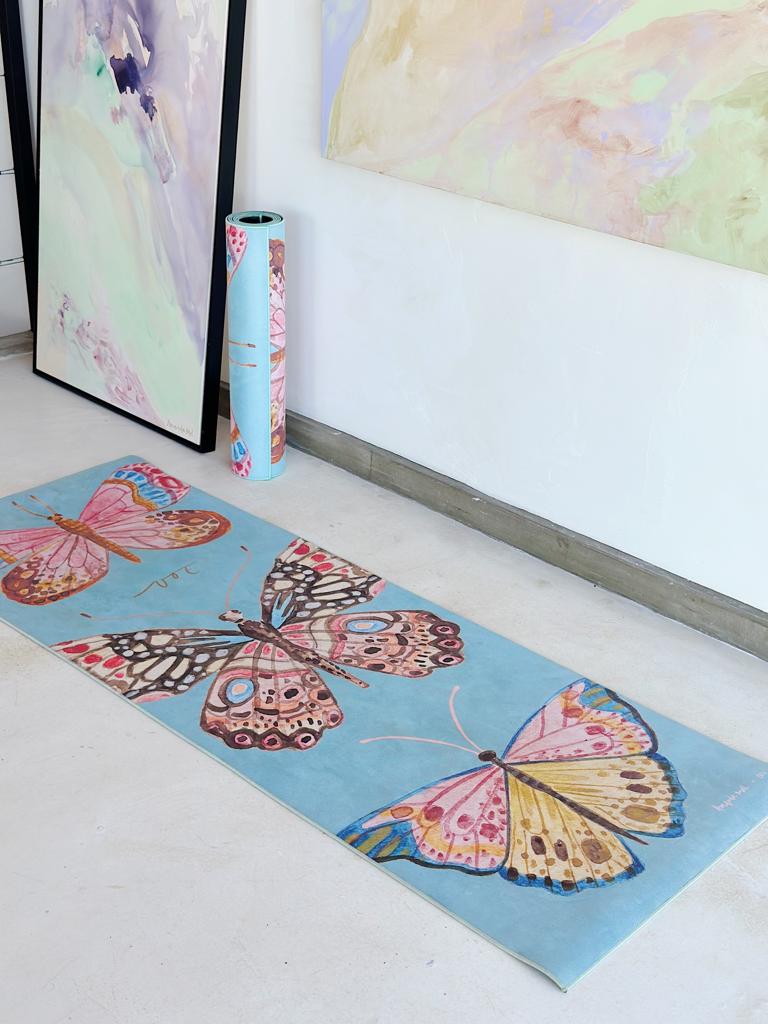 Mat de Yoga Aveludado | Borboleta Azul