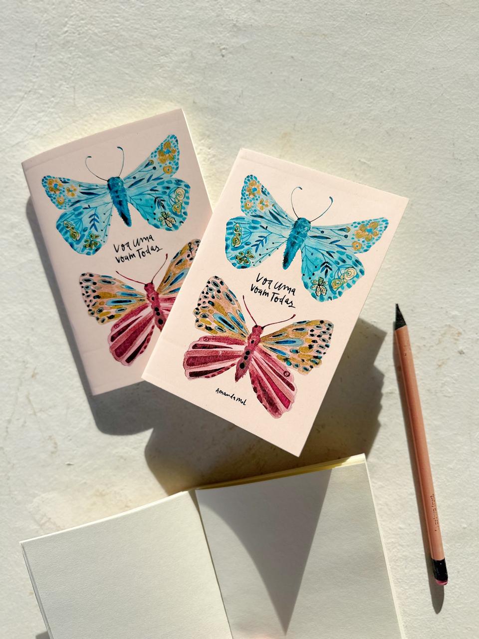 Caderninho Sketchbook Papel Pólen / Borboletas