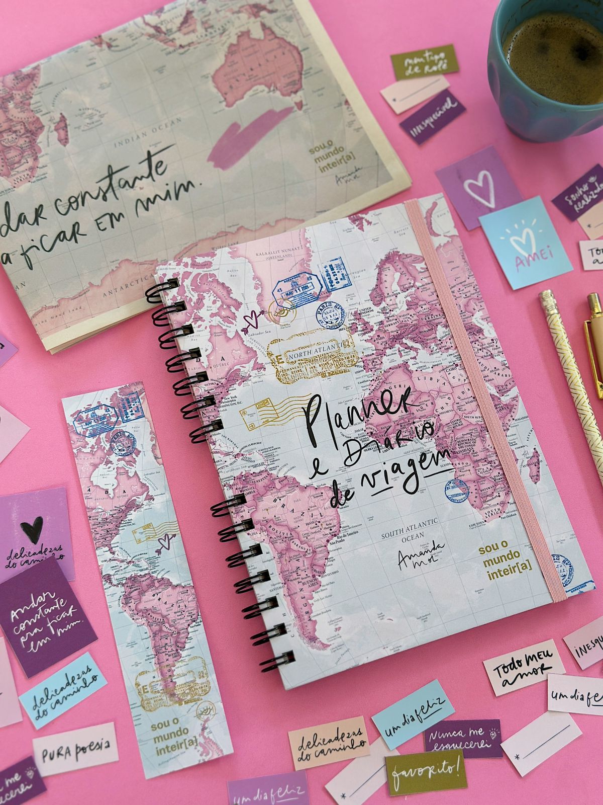 Planner & Diário de Viagem | kit com Adesivos e Pôster